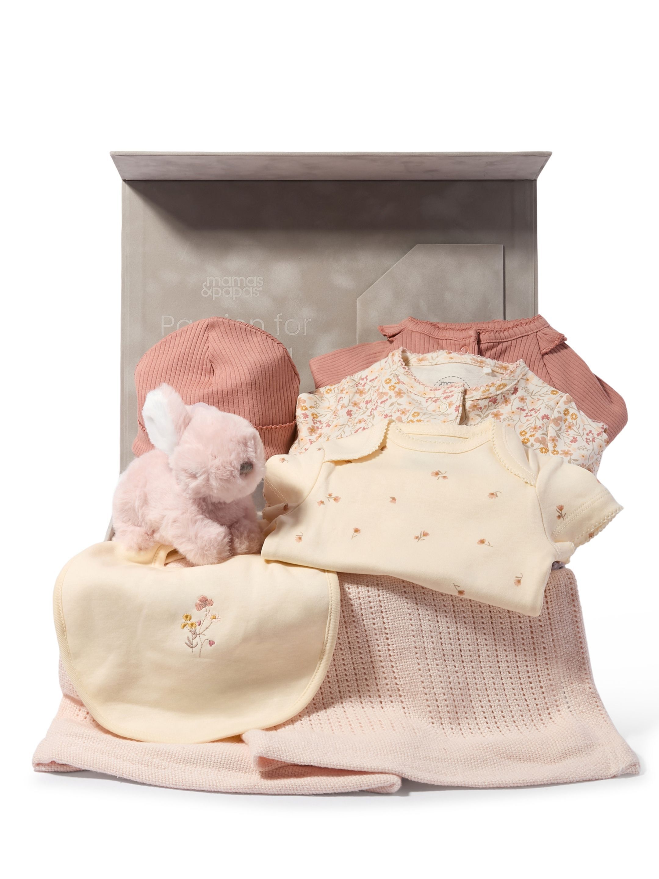 5-Piece Floral Set Baby Gift Set with Pink Blanket & Bunny image number 1